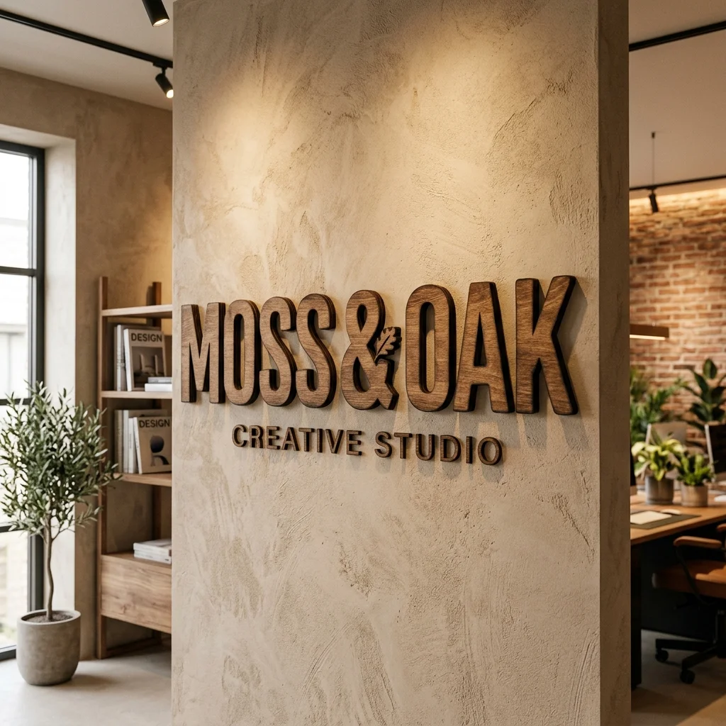 Rustic MDF Wooden 3D Logo