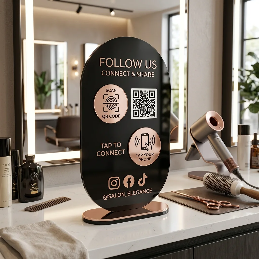 Elegant Salon Shaped NFC QR Standee